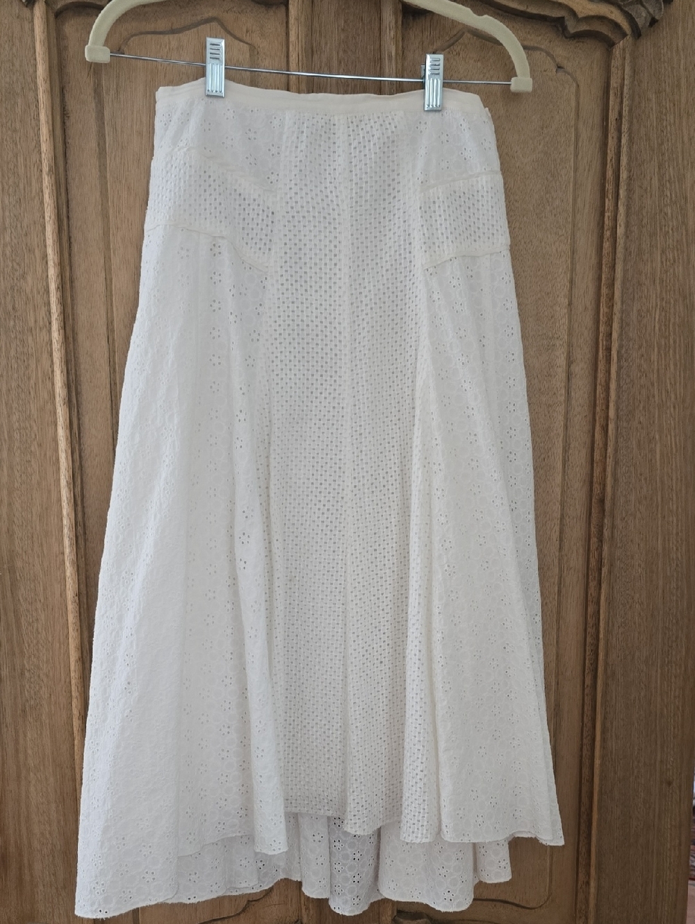 Rebecca Taylor White Eyelet A-Line Midi Skirt